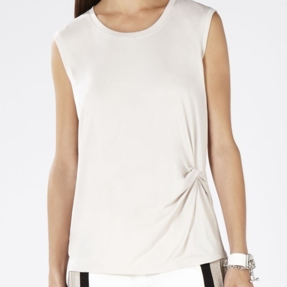 BCBG Gesele Twist-Front Sleeveless White Top - Picture 1 of 7
